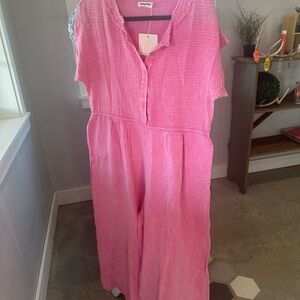 Pink Button-Up Jumpsuit